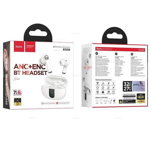 Гарнитура Стерео HOCO EQ26 белый Bluetooth LED дисплей ANC