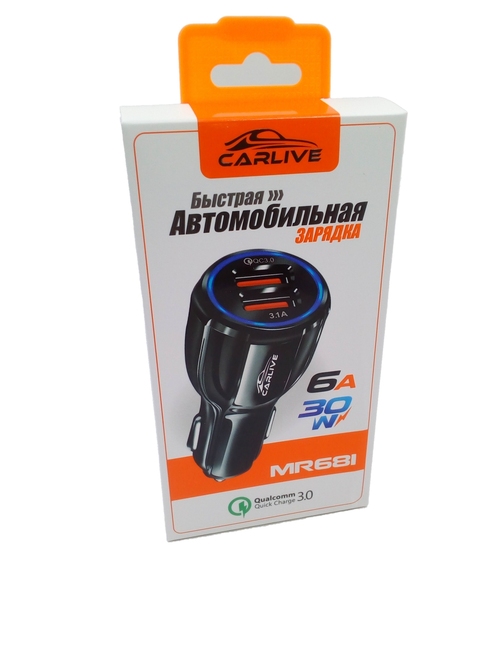 Автомобильные зарядные устройства MRM MR681 2USB черный 6A QC
