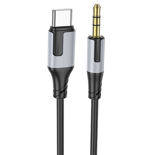 Переходник Type-C - Jack 3.5(п) Borofone BL19 черный 1 м.