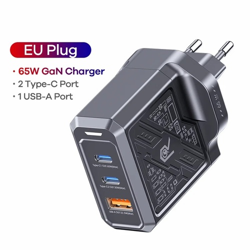 Сетевое зарядное устройство Remax RP-U108 1USB+2USB Type-C серый 65W GaN