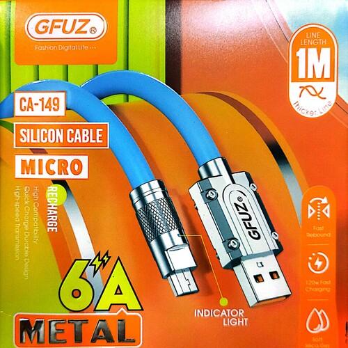 Кабель USB - micro USB GFUZ CA-149 силикон круглый 6A 1 м.