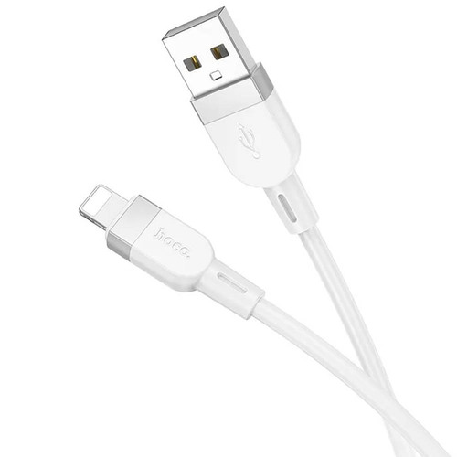 Кабель USB - 8 pin Lightning HOCO X109 пищевой силикон белый круглый 2.4A 1 м.
