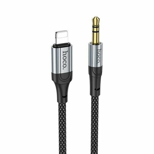 Кабель 8 Pin lightning - AUX HOCO UPA26 текстиль черный круглый 1 м.