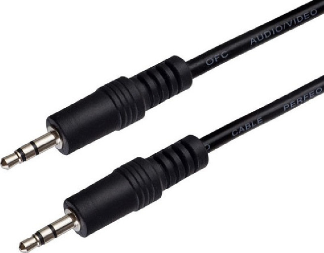 Кабель Jack 3.5(п) - Jack 3.5(п) No brand прорезиненный черный 1 м.