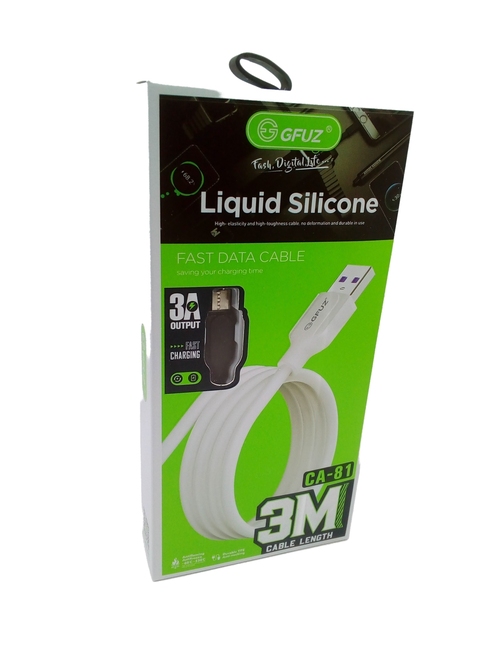 Кабель USB - Type-C GFUZ CA-81 силикон черный круглый 3.0A 3 м.