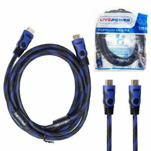 Кабель HDMI(п) - HDMI(п) MRM в оплетке черно-синий круглый 25 м. v1.4