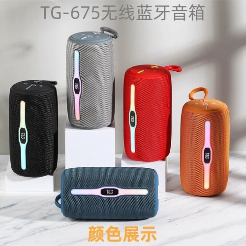 Колонка Бумбокс TG675 TF/AUX/Radio/USB/bluetooth LED подсветка красный