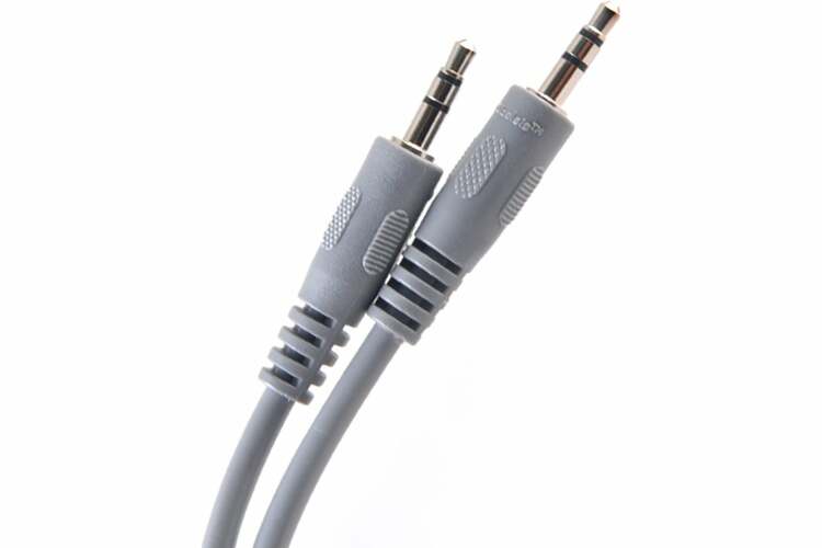 Кабель Jack 3.5(п) - Jack 3.5(п) No brand прорезиненный серый 1 м.