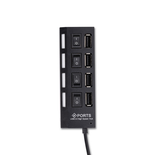 USB разветвитель Smartbuy SBHA-7204-B 4 порта, USB 2.0, выключатели