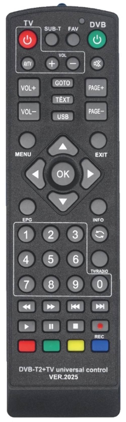 Пульт дистанционного управления для ТВ-приставки DVB-T2+TV ver.2025 универсальный