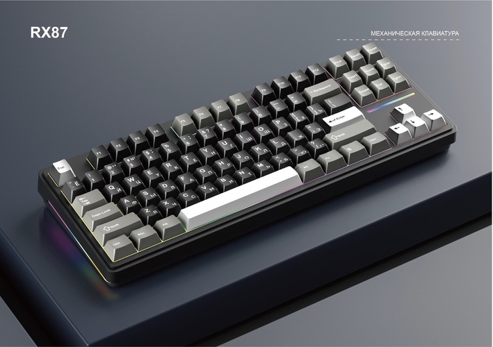 Клавиатура CYBERLYNX RX87 PRO Bluetooth+2,4G механика, LED подсветка черно-серый