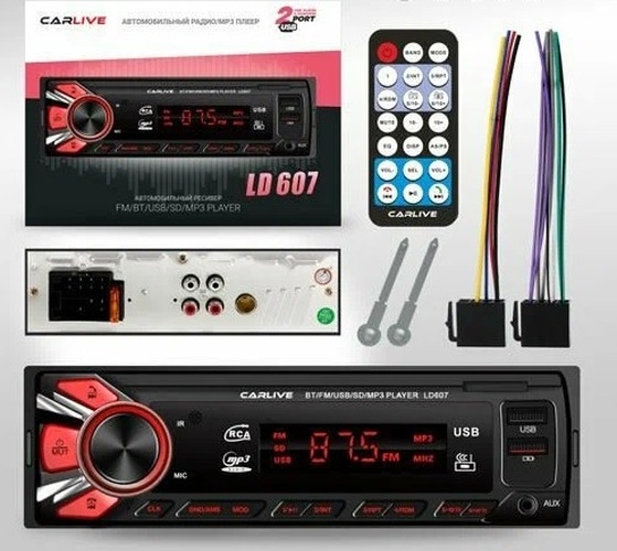 Автомагнитола CarLive LD607 1 din 2*USB, microSD, AUX Bluetooth, пду
