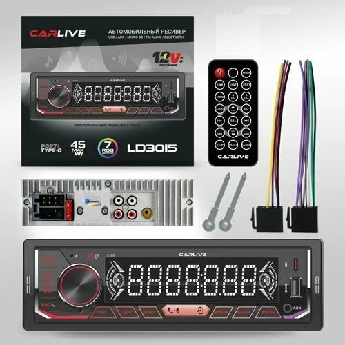 Автомагнитола CarLive LD3015 1 din USB, Type-C, microSD, AUX Bluetooth, пду 7 цветная подсветка