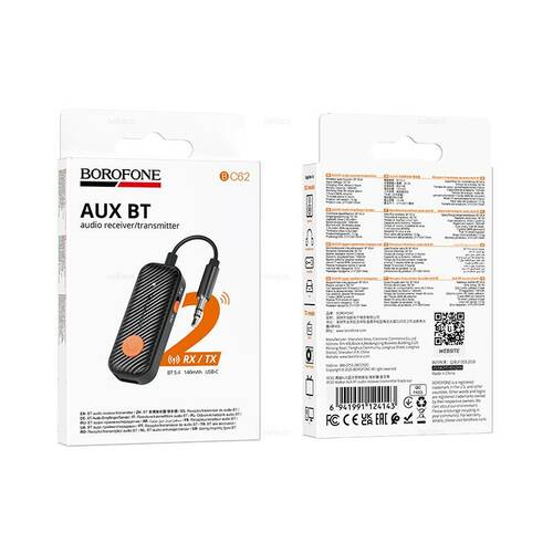 Адаптер Bluetooth - AUX AUX BOROFONE BC62 v5.4 встроенная АКБ 2в1 приемник/передатчик