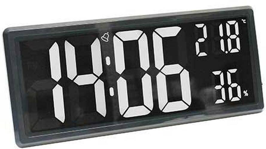 Настенные часы прямоугольные электронные DS-3809L черный белые цифры