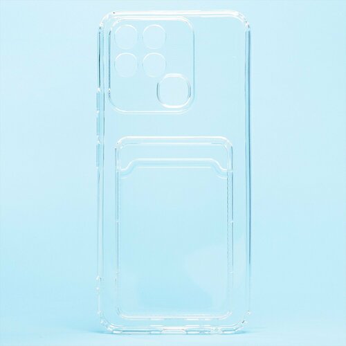 Накладка Infinix Smart 6 прозрачный с визитницей и защитой камеры силикон Противоударный