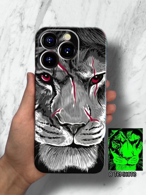 Накладка Apple iPhone 13 mini черный с защитой камеры силикон Helsen Животные Лев орнамент - 2