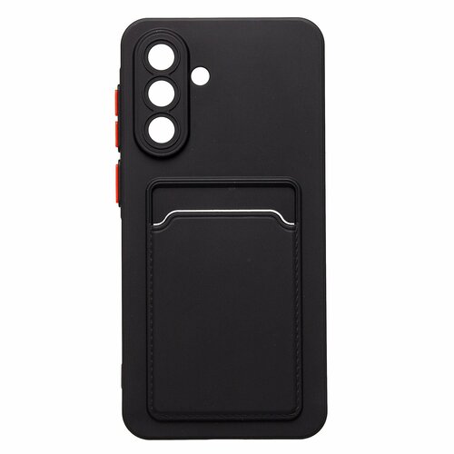 Накладка Samsung A56 черный матовый с защитой камеры силикон С кардхолдером