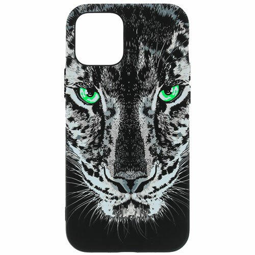 Накладка Apple iPhone 12 Pro черно-белый с защитой камеры силикон Luxo Животные Пантера с зелеными глазами
