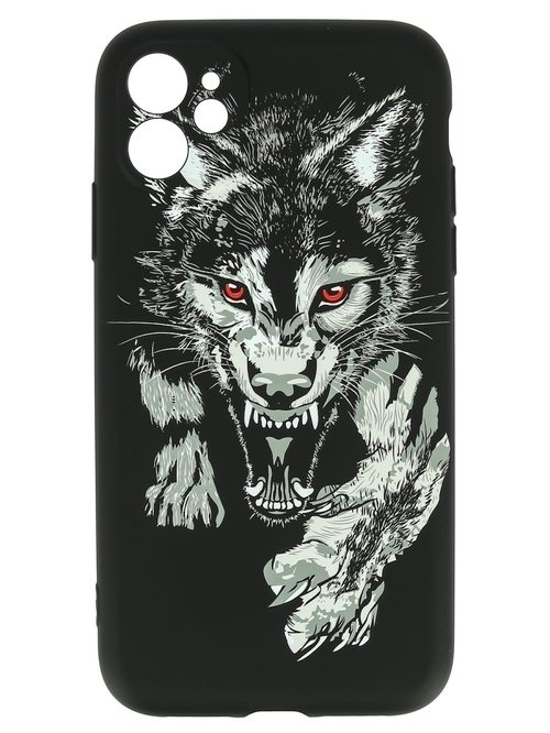 Накладка Apple iPhone 7 Plus/8 Plus черный фосфорный силикон Helsen Животные Волк нападает