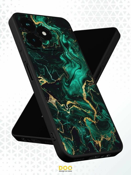Накладка Huawei Honor 9X/P Smart Z 2019 черно-зеленый фактурный с защитой камеры силикон Mcover Мрамор