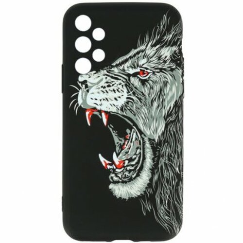 Накладка Xiaomi Redmi 10 черный с защитой камеры силикон Helsen Животные Лев свирепый в профиль