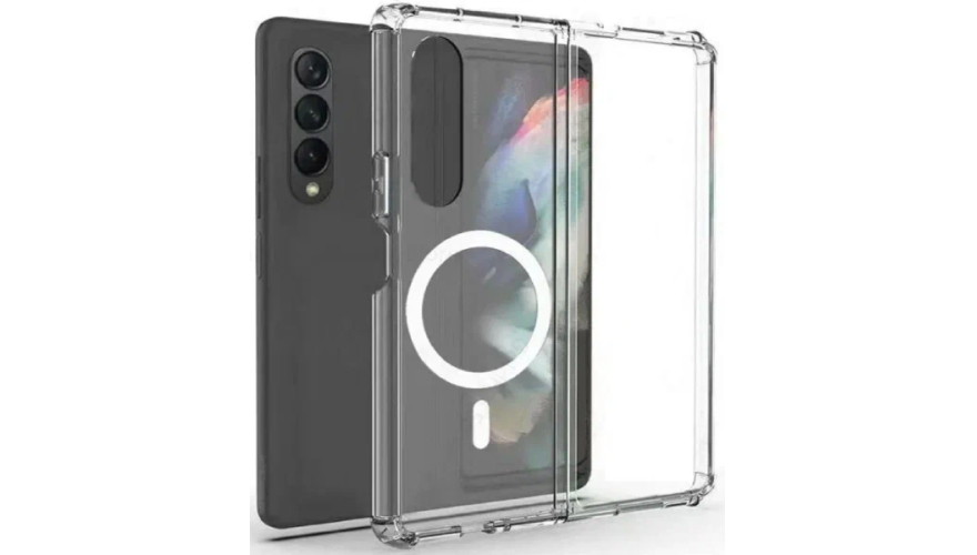 Накладка Samsung Z Fold 6 прозрачный с бортиком вокруг камеры силикон+пластик SafeMag