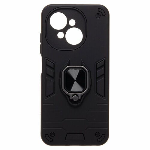 Накладка Tecno Spark Go 1/Pop 9 черный силикон+пластик Armor Case Противоударный кольцо-подставка + магнитный держатель