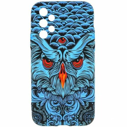 Накладка Xiaomi Redmi 10 черно-голубой с защитой камеры силикон Helsen Животные Филин