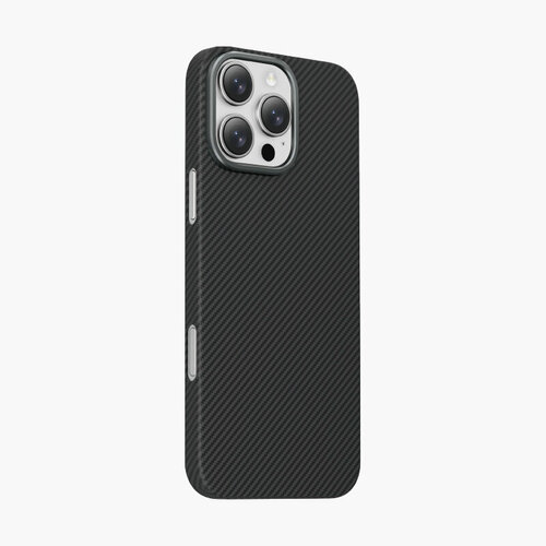 Накладка Apple iPhone 16 Pro Max черный с бортиком вокруг камеры силикон+пластик Joyshop SafeMag Карбон