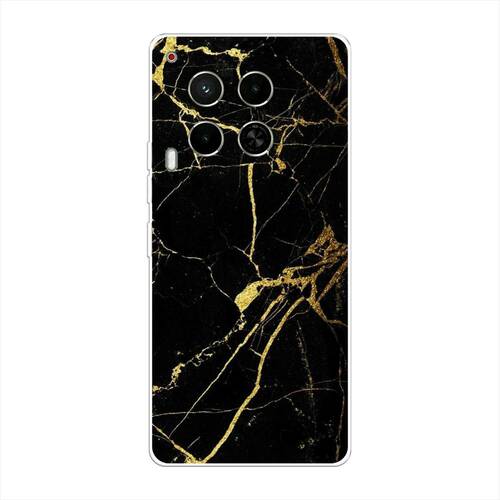 Накладка Samsung A51 черно-золотой фактурный с защитой камеры силикон Mcover Рисунки Пятна