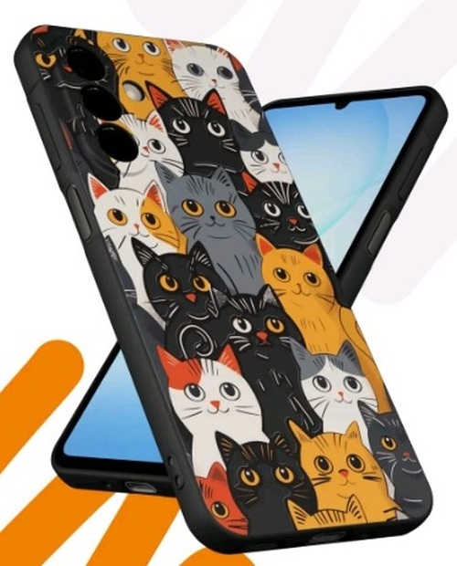 Накладка Samsung A04 коричневый силикон Животные Кошки разные