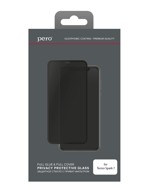 Защитное стекло Tecno Spark 30 4G черный FullGlue антишпион PERO