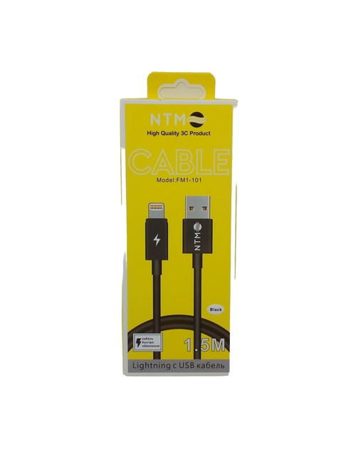 Кабель USB - 8 pin Lightning NTM FM1-101 пвх черный круглый 1,5 м.