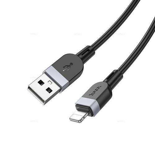 Кабель USB - 8 pin Lightning HOCO X109 пищевой силикон черный круглый 2.4A 1 м.