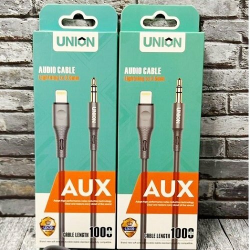 Переходник 8 pin Lightning - Jack 3.5(п) UNION UX09 силикон 1 м.