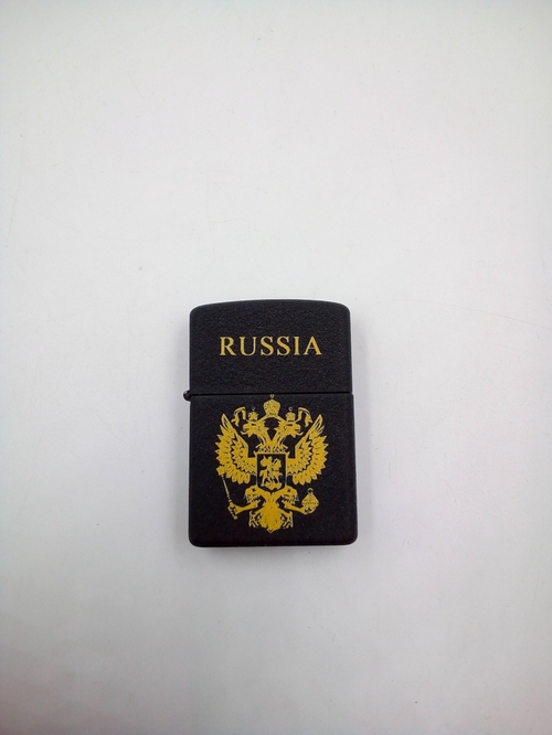 Зажигалка газовая 53-42 Герб РФ черный металл порошковый