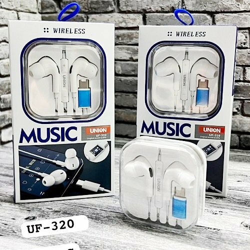 Наушники Union UF-320 вакуумные, проводные, Type-C, белый