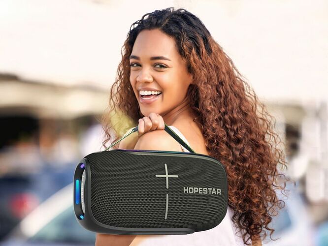 Колонка Бумбокс Hopestar H67 Pro TF/AUX/USB/bluetooth LED подсветка черный - 2