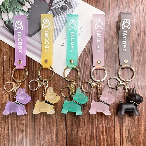 Брелок Французский бульдог акрил прозрачный