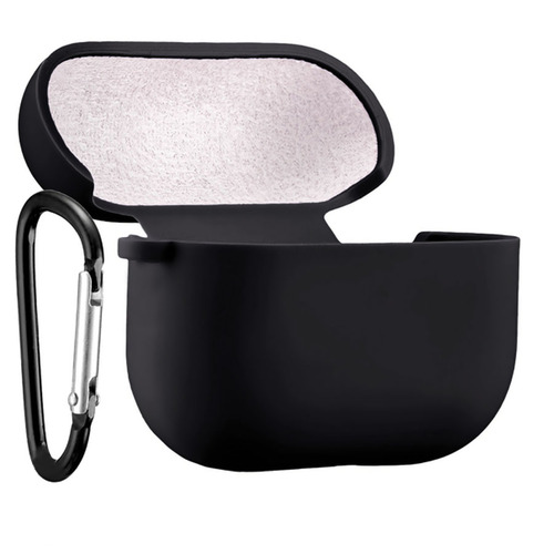 Чехол для наушников AirP 4 Silicone Case без лого силикон, темно-серый с карабином