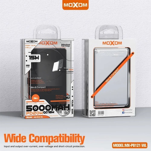 Внешний аккумулятор 5000 mah Moxom MX-PB121 Type-C серый QI MagSafe