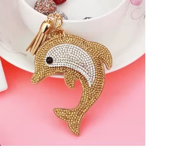 Брелок Животные Дельфин мягкий стразы