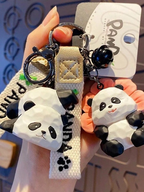 Брелок Панда карабин гипс с держателем