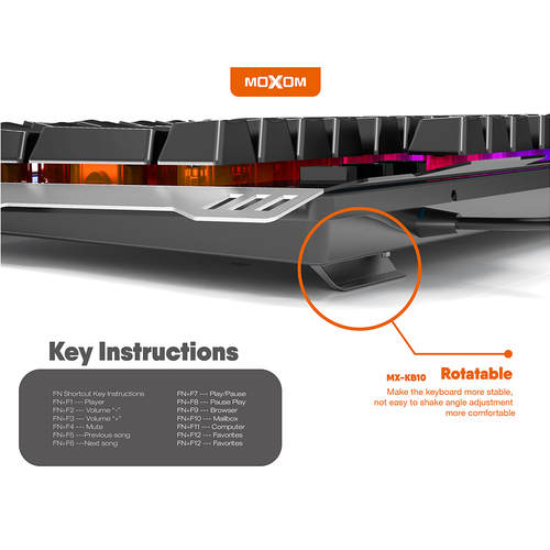 Клавиатура MOXOM MX-KB10 проводная мембрана, LED подсветка серебро металл - 4