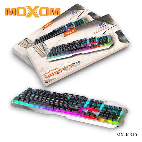 Клавиатура MOXOM MX-KB10 проводная мембрана, LED подсветка серебро металл