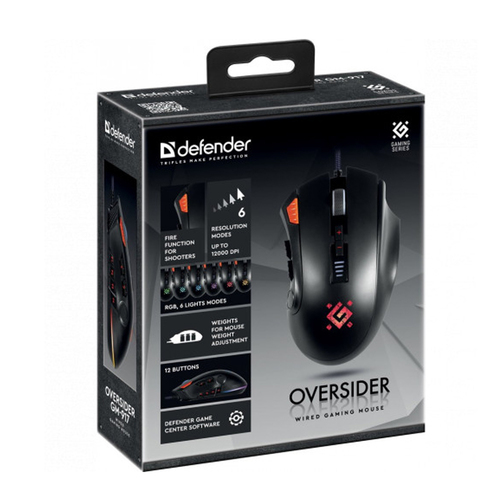 Мышь Defender Oversider проводная оптическая игровая с подсветкой 7200 dpi черный 7 кнопок