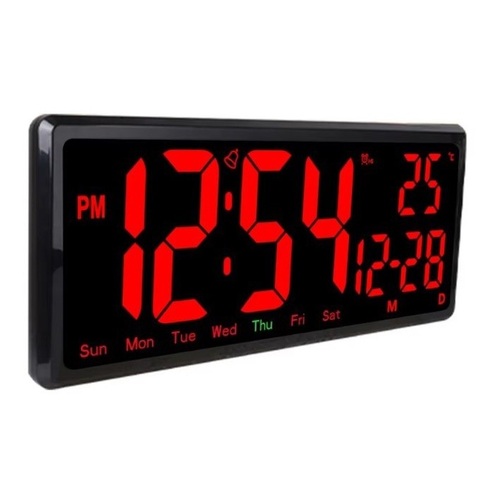 Настенные часы прямоугольные электронные DS-3809L черный зеленые цифры