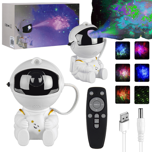 Светильник ночник Космонавт со звездой черный проектор