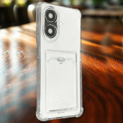 Накладка Samsung A07 прозрачный с защитой камеры 1.5мм силикон С кардхолдером